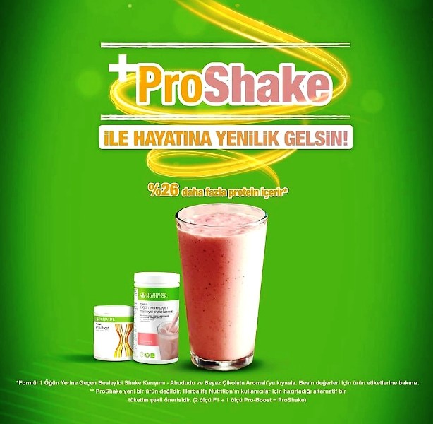 Proshake ne demek? %26 daha fazla protein içeren öğün yerine geçen shake demek.